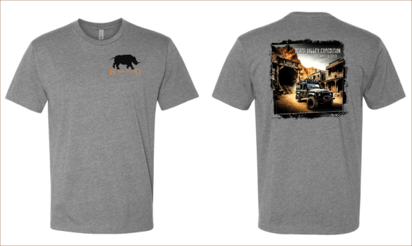 Black Rhino Expeditions Commemorative t-shirt for May 2-4, 2025 Death Valley Expedition.